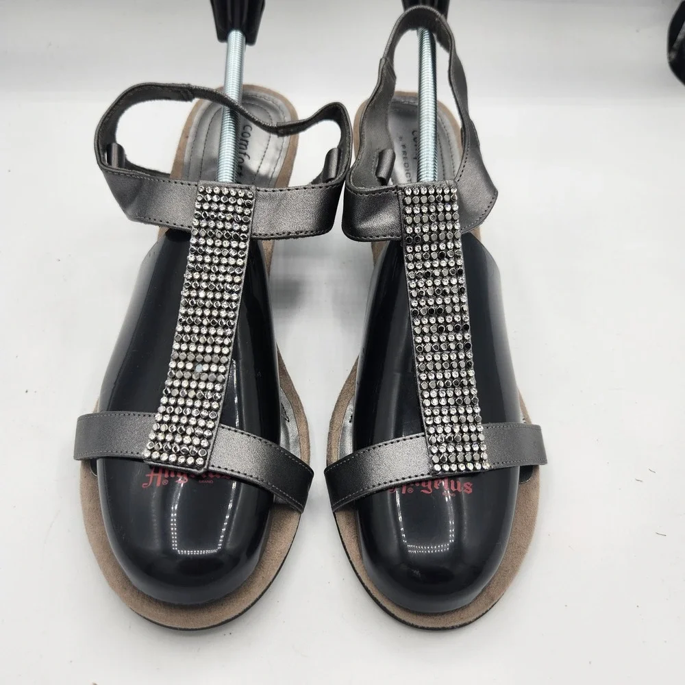 Comfort Plus Predictions Women's Gray Rhinestone Wedge Sandals Size 10W